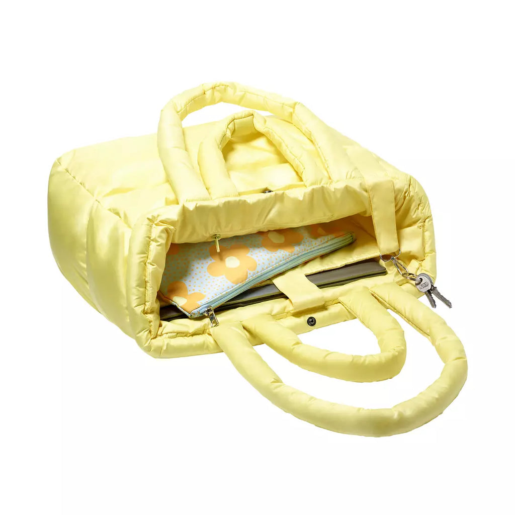Sac oreiller doudoune jaune Fudoon rangement pratique