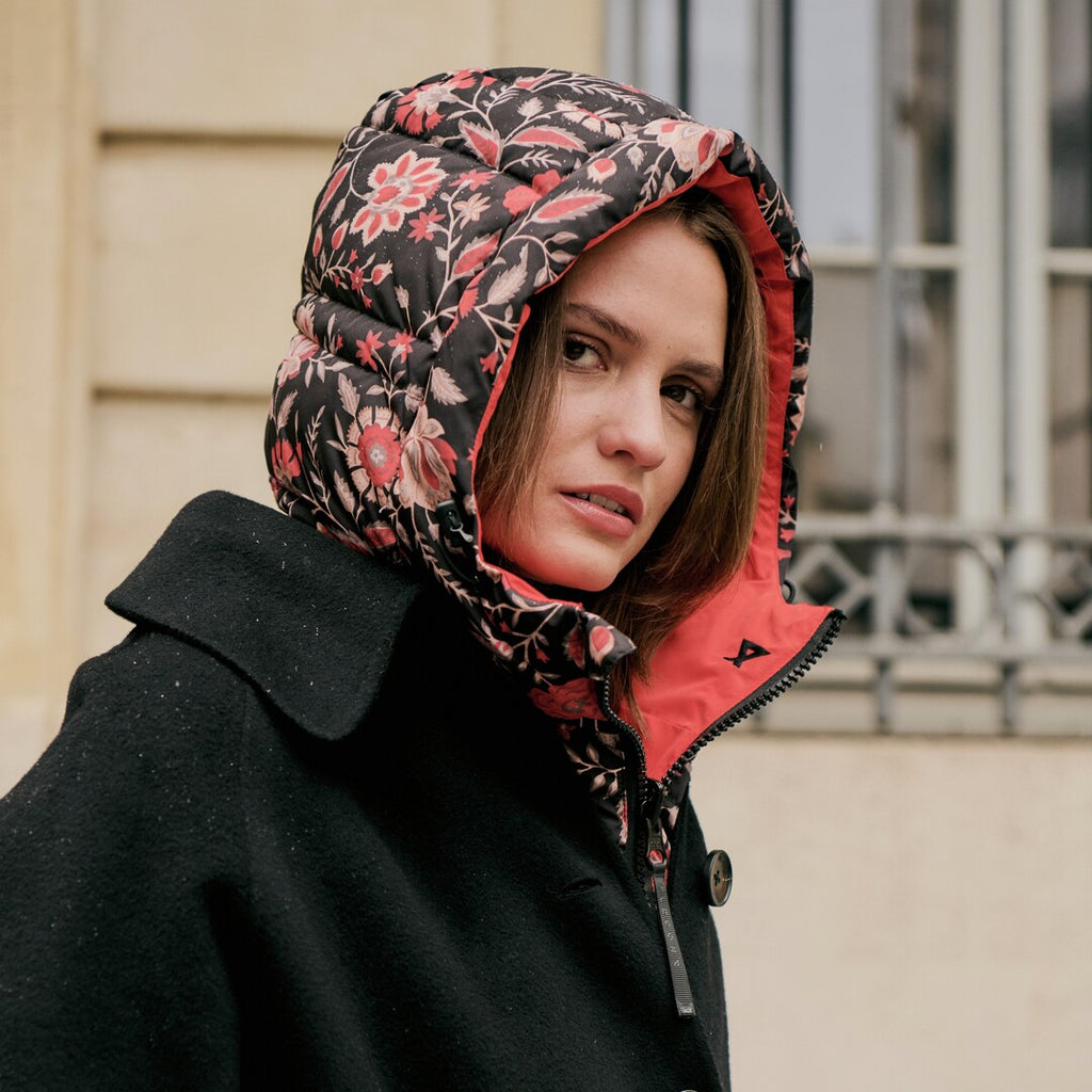 Capuche de pluie Fudoon fleurs petite mendigote pondichéry