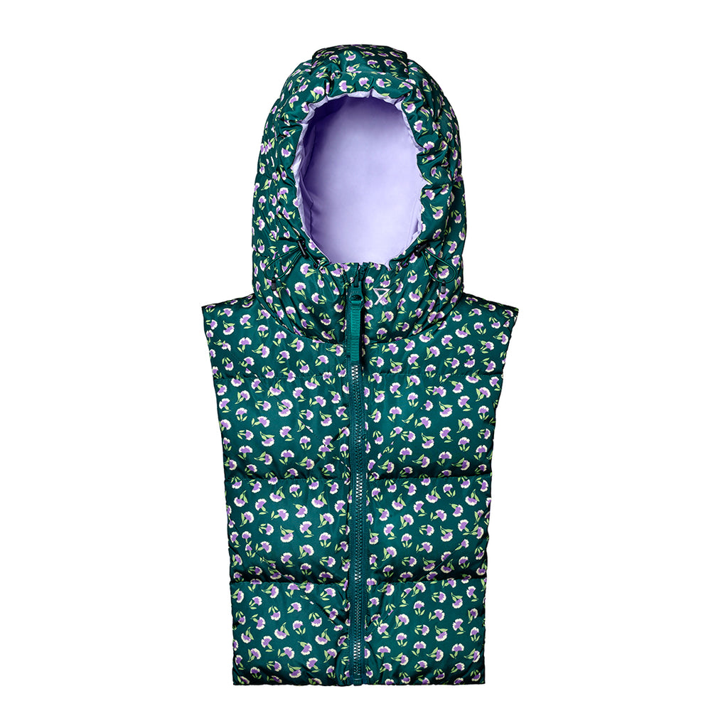 Capuche Fudoon vert fleurs pluie