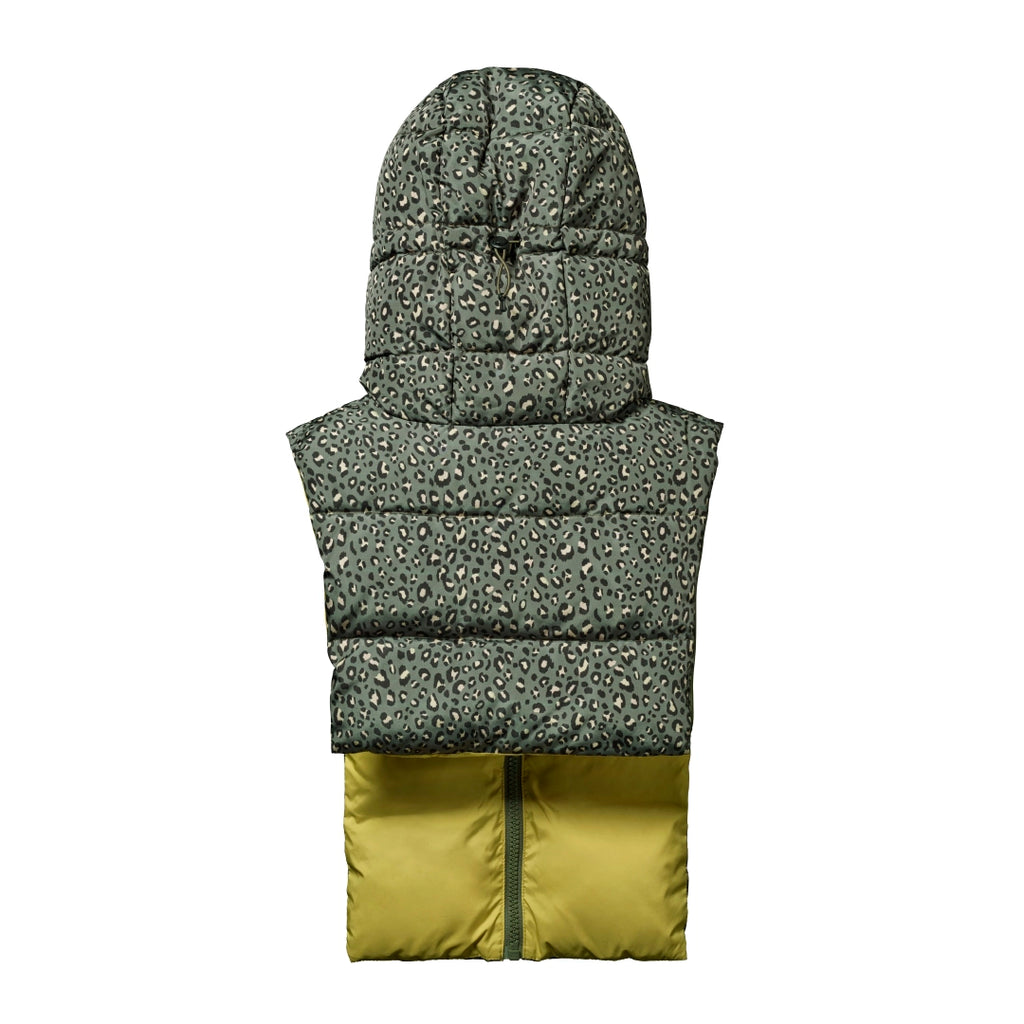 Fudoon capuche léopard kaki lichen sans manches