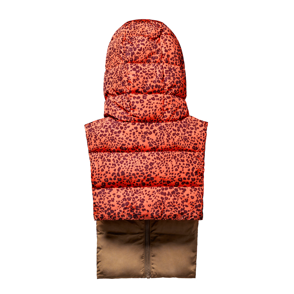 Pull-on hood Fudoon in animal print orange and camel