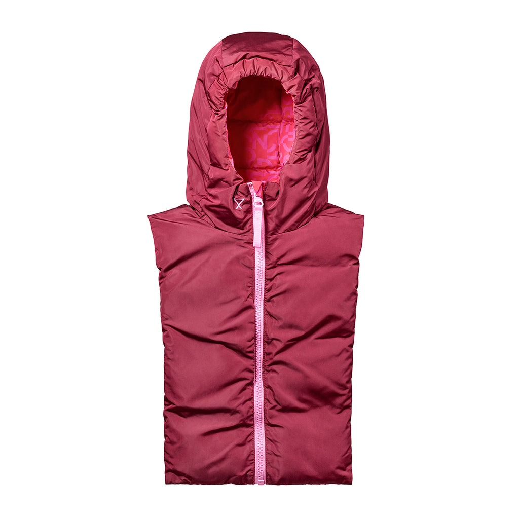 Reversible hooded jacket Fudoon fuchsia and burgundy