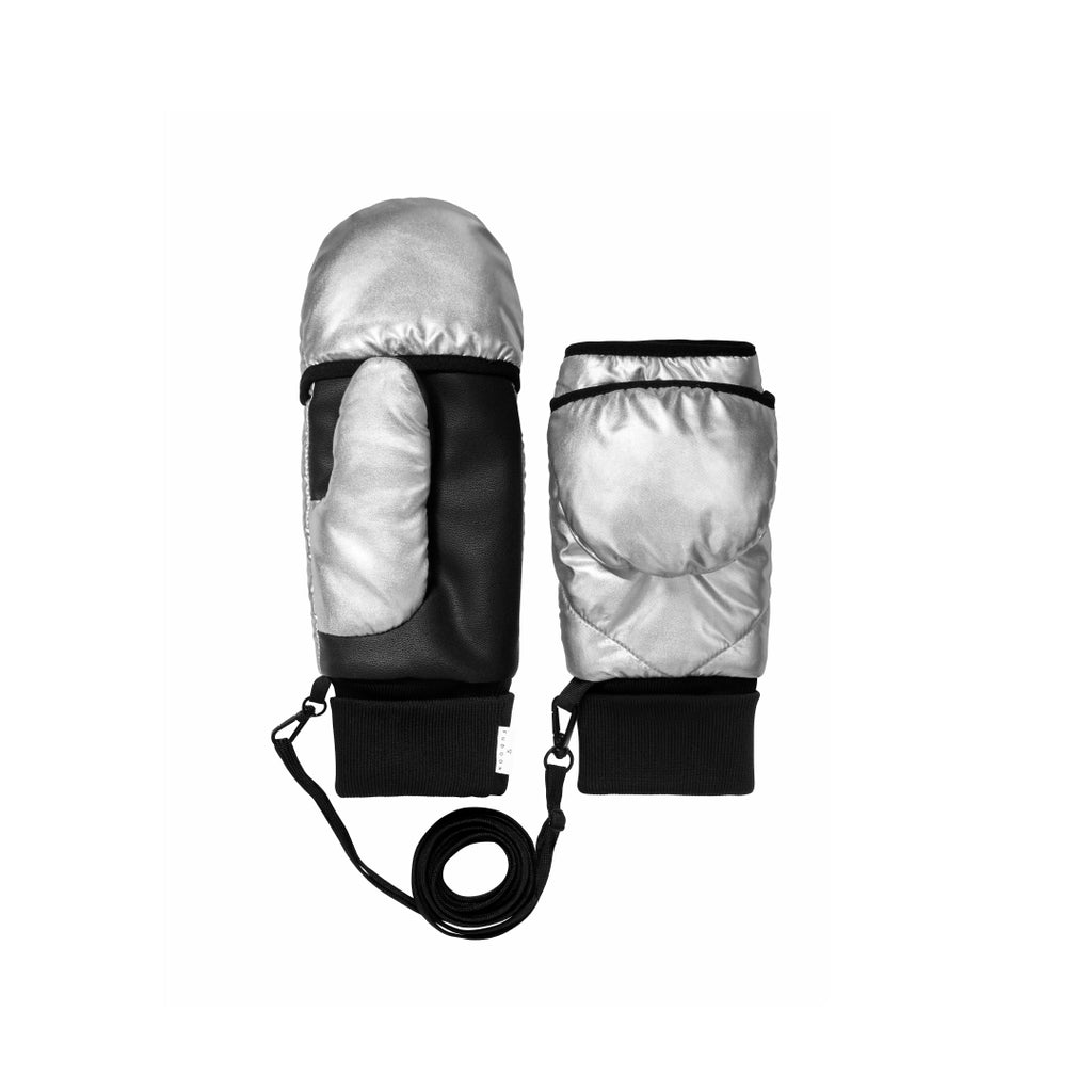 Moufles convertibles mitaines argent Fudoon