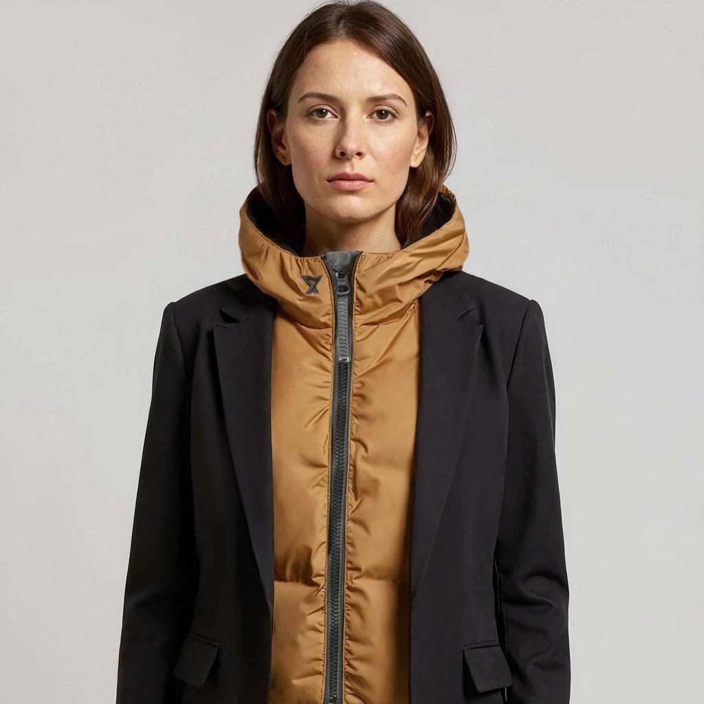 Women's Fudoon reversible black camel hoodie