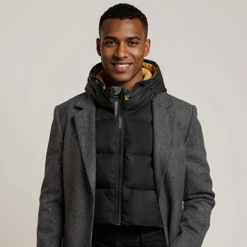 Fudoon black reversible hood camel man