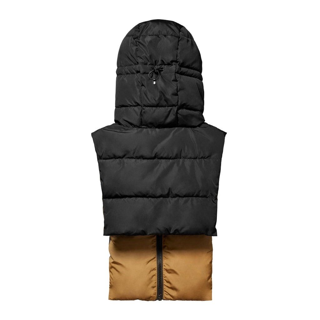 Capuche Fudoon noir réversible camel 