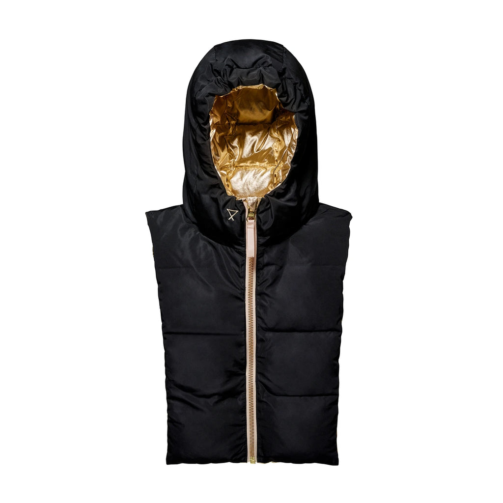 Fudoon gold and black reversible pull-on hood