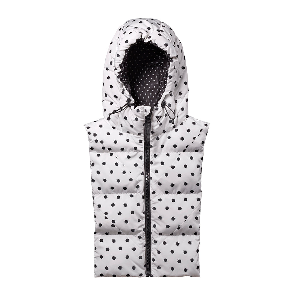 Down jacket hood Fudoon black white polka dots