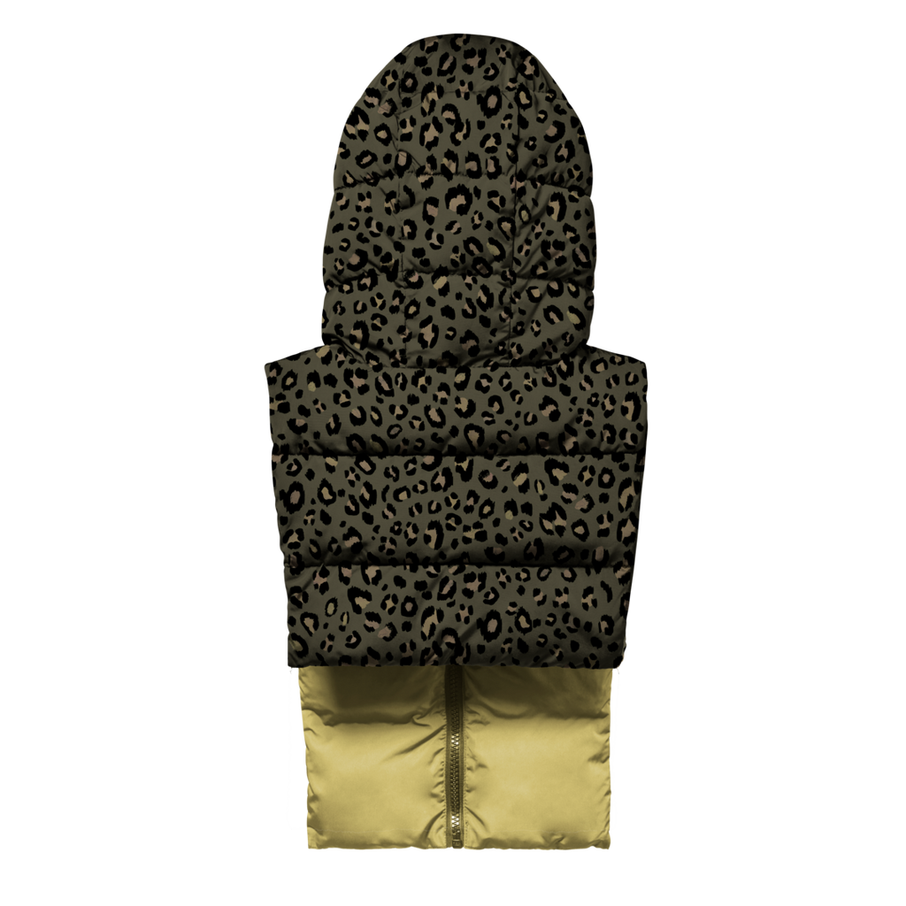 Fudoon capuche léopard kaki lichen sans manches