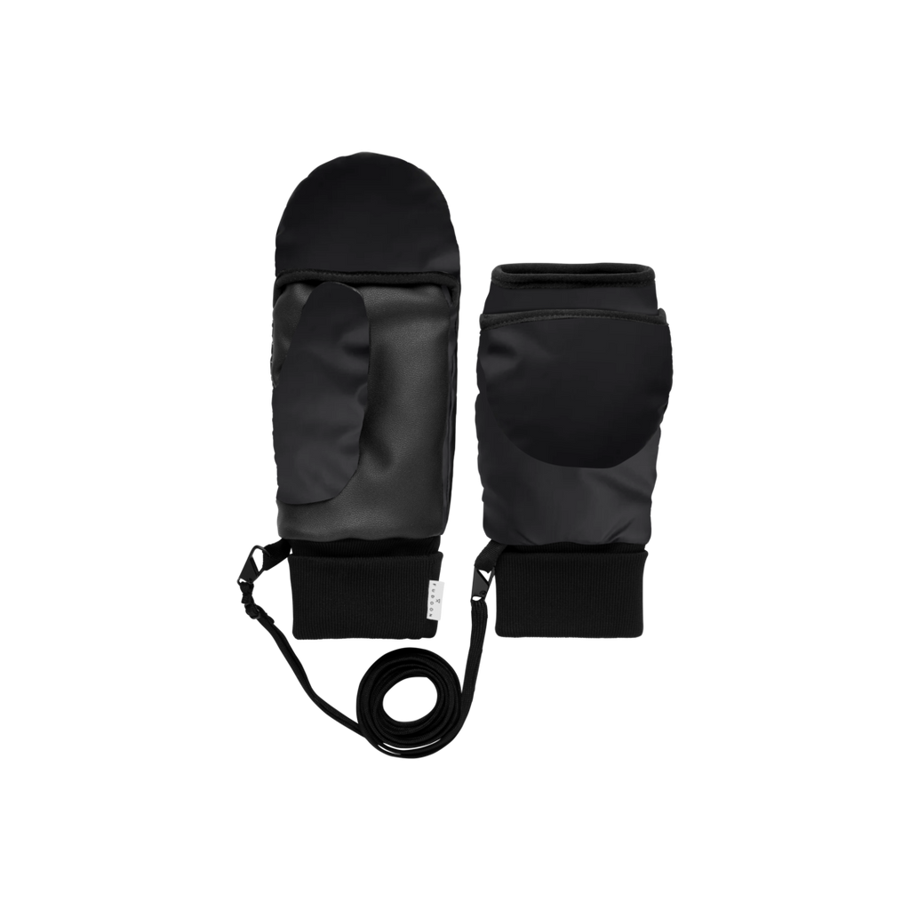 Moufles convertibles mitaines noir mat