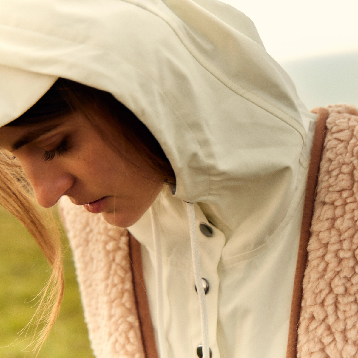 Capuche Plui Capuche de pluie Fudini de Fudoon crème | Capuche amovible imperméable